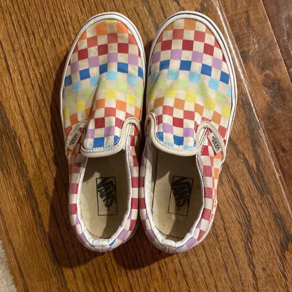rainbow checkered vans